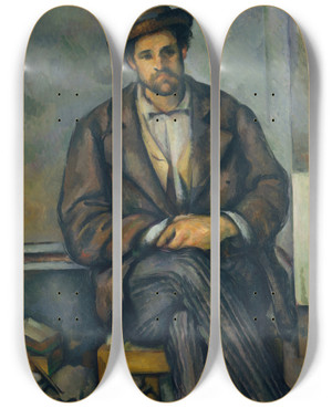 Triptych art skateboard deck of Paul Czanne Seated Peasant by Paul Cezanne (1839-1906)