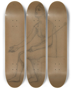 Triptych art skateboard deck of Pierre Puvis De Chavannes Femme Nue Assise De Profil Gauche by Pierre Puvis De Chavannes (1824-1898) Triptych art skateboard deck of Pierre Puvis De Chavannes Femme Nue Assise De Profil Gauche by Pierre Puvis De Chavannes (1824-1898)