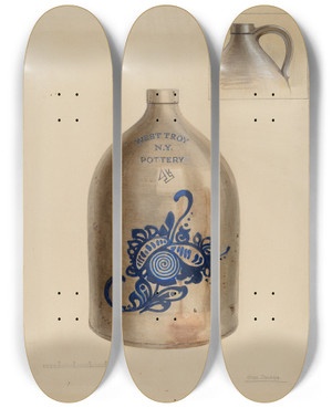 Triptych art skateboard deck of Charles Caseau Jug_3 by Charles Caseau (1880)