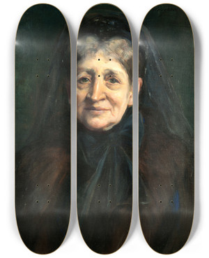 Triptych art skateboard deck of Hildegard Thorell Mrs Von Klingsthorst by Hildegard Thorell (1850-1930)