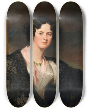 Triptych art skateboard deck of Martin Archer Shee Portrait Of Mrs Clementson by Martin Archer Shee (1769-1850)