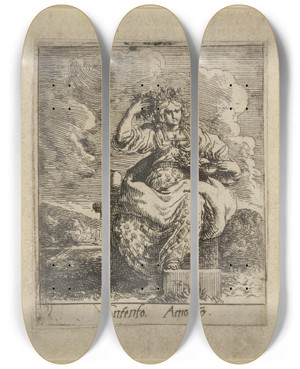 Triptych art skateboard deck of Johann Wilhelm Baur Contento Amoroso by Johann Wilhelm Baur (1607-1640)