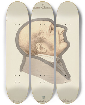 Triptych art skateboard deck of Eduard Von Steinle Portrait Of Franz Brentano by Eduard Von Steinle (1810-1886)