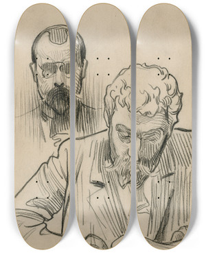 Triptych art skateboard deck of Nicolaas Van Der Waay F Oldewelt Schilder En Onbekende Man by Nicolaas van der Waay (1855-1936)