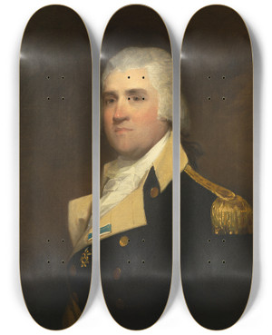 Triptych art skateboard deck of Gilbert Stuart Samuel Smith by Gilbert Stuart (1755-1828)