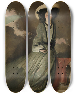 Triptych art skateboard deck of John White Alexander Portrait Of Mrs John White Alexander by John White Alexander (1856-1915)