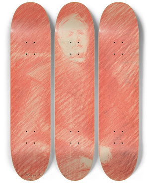 Triptych art skateboard deck of Milan Thomka Mitrovsk Sketch For A Portrait Of Bishop Moyzes by Milan Thomka Mitrovsky (1875-1943)