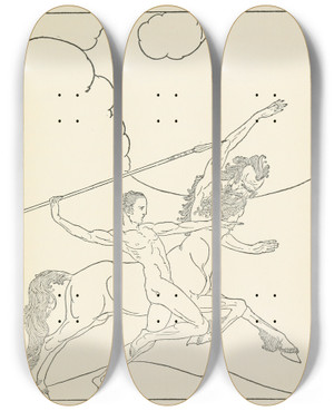 Triptych art skateboard deck of Padraic Colum The Childrens Homer Pl 13 by Padraic Colum (1881-1972)