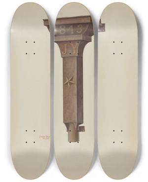 Triptych art skateboard deck of Ivar Julius Conductor Head by Ivar Julius