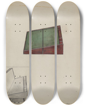 Triptych art skateboard deck of Edna C Rex Lap Desk_2 by Edna C Rex (1893-1972)