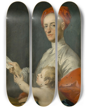 Triptych art skateboard deck of Jacopo Amigoni Portrait Of Carew Hervey Mildmay 16901784 by Jacopo Amigoni (1682-1752)