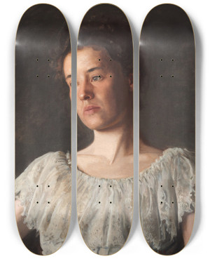 Triptych art skateboard deck of Thomas Eakins Miss Alice Kurtz by Thomas Eakins (1844-1916)