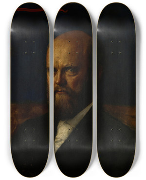 Triptych art skateboard deck of Akseli Gallenkallela Portrait Of Professor E R Neovius by Akseli Gallen Kallela (1865-1931)