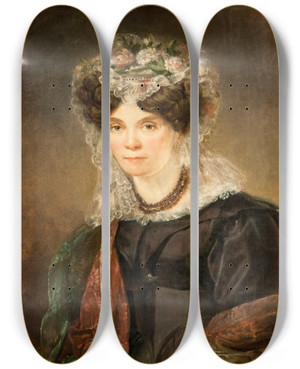 Triptych art skateboard deck of Gustaf Wilhelm Finnberg Mrs M E Lundgren by Gustaf Wilhelm Finnberg (1784-1833)