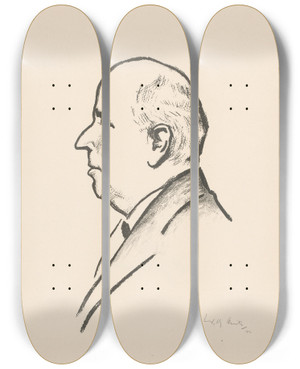 Triptych art skateboard deck of Willy Sluiter Portret Van Jan Van Leeuwen by Willy Sluiter