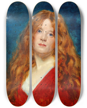 Triptych art skateboard deck of Carolusduran Portrait De Femme Rousse1876 by Carolus Duran (1837-1917)