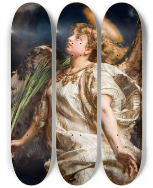 Triptych art skateboard deck of Jan Matejko Song Study For The Painting Of Joan Of Arc by Jan Matejko (1838-1893)