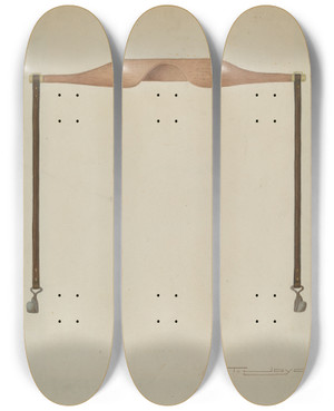 Triptych art skateboard deck of T Joyce Shaker Yoke by T Joyce