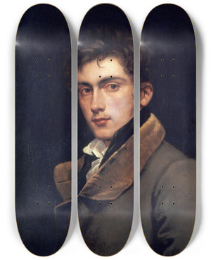 Triptych art skateboard deck of Carl Joseph Begas Selfportrait by Carl Joseph Begas (1794-1854)