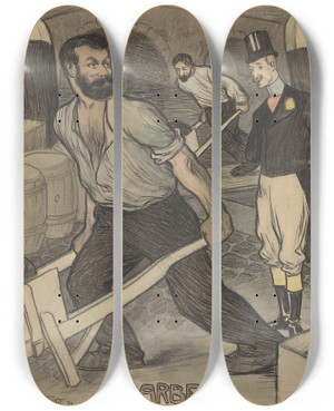 Triptych art skateboard deck of Jan De Waardt Arbeid by Jan de Waardt (19-)