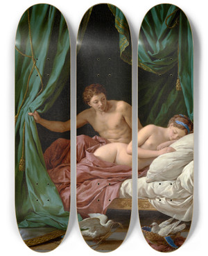 Triptych art skateboard deck of Louisjeanfranois Lagrene Mars And Venus Allegory Of Peace by Louis-Jean-Franois Lagrene (1724-1805)