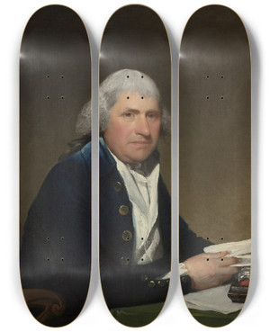 Triptych art skateboard deck of Gilbert Stuart Richard Yates by Gilbert Stuart (1755-1828)