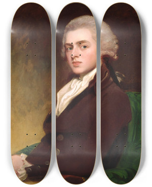 Triptych art skateboard deck of George Romney Colonel Clitherow by George Romney (1734-1802)