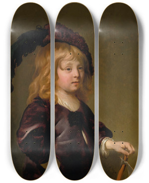 Triptych art skateboard deck of Jacob Adriaensz Backer Portrait Of A Boy_1 by Jacob Adriaensz Backer (1609-1651)