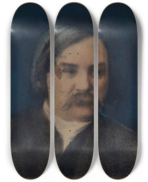 Triptych art skateboard deck of Flix Bracquemond Portrait De Charles Asselineau by Felix Bracquemond (1833-1914)