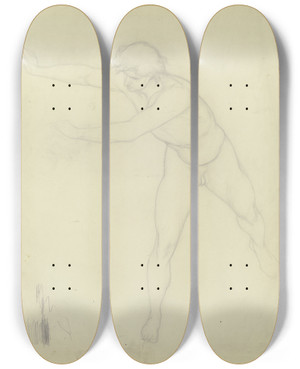 Triptych art skateboard deck of Victor Mller Der Engel Aus Daniel In Der Lwengrube Als Mnnlicher Akt by Victor Muller (1829-1871)