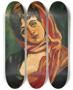 Triptych art skateboard deck of Francis Picabia Visage De Femme by Francis Picabia (1879-1953)