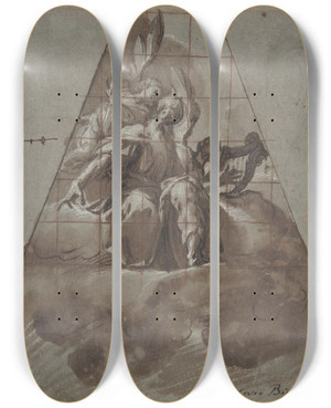 Triptych art skateboard deck of Pier Francesco Mazzucchelli King David With Angels by Pier Francesco Mazzucchelli (1573-1626) Triptych art skateboard deck of Pier Francesco Mazzucchelli King David With Angels by Pier Francesco Mazzucchelli (1573-1626)