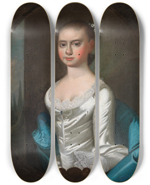 Triptych art skateboard deck of Jeremiah Theus Polly Ouldfield Of Winyah by Jeremiah Theus (1716-1774)