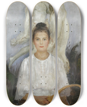 Triptych art skateboard deck of Jan Cigliski Portrait Of Princess Golitsyna by Jan Ciaglinski (1858-1913)