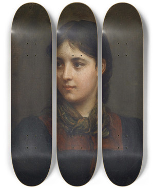 Triptych art skateboard deck of Franz Von Defregger Dirndl_1 by Franz Von Defregger (1835-1921)