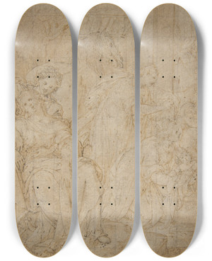 Triptych art skateboard deck of Camillo Procaccini The Birth Of Saint Francis Of Assisi by Camillo Procaccini (1546-1629)