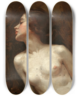 Triptych art skateboard deck of Allan Douglas Davidson Model Posing by Allan Douglas Davidson (1873-1932)
