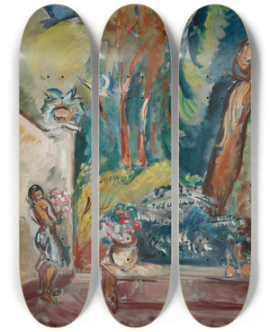 Triptych art skateboard deck of Emile Othon Friesz Jardin Desjarres by Emile Othon Friesz (1879-1949)