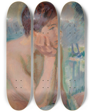 Triptych art skateboard deck of Magnus Enckell Lost In Thoughts by Magnus Enckell (1870-1925)