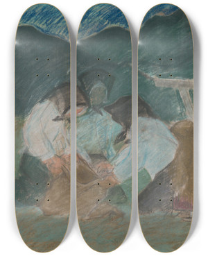 Triptych art skateboard deck of Arnold Peter Weiszkubnan In The Bag_2 by Arnold Peter Weisz-Kubnan (1898-1944)