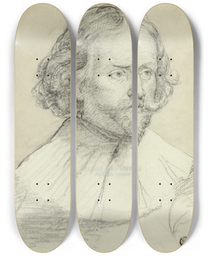 Triptych art skateboard deck of Follower Of Anthony Van Dyck Quintijn Simons by Follower Of Anthony Van Dyck (1599-1641)