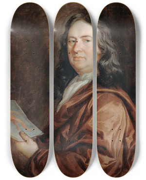 Triptych art skateboard deck of Mary Beale Portrait Of A Physician by Mary Beale (1633-1699)