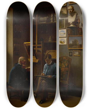Triptych art skateboard deck of A Monvel In The Artists Studio by A Monvel