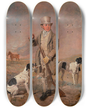 Triptych art skateboard deck of Benjamin Marshall Portrait Of A Sportsman Possibly Richard Prince by Benjamin Marshall (1768-1835)