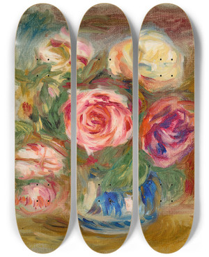 Triptych art skateboard deck of Pierreauguste Renoir Vase De Roses by Pierre-Auguste Renoir (1841-1919) Triptych art skateboard deck of Pierreauguste Renoir Vase De Roses by Pierre-Auguste Renoir (1841-1919)