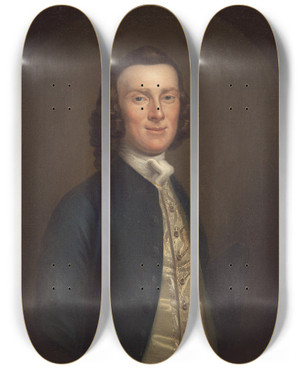 Triptych art skateboard deck of John Wollaston John Stevens by John Wollaston (1742-1775)