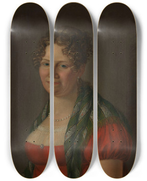 Triptych art skateboard deck of Jacob Munch Portrait Of Gesina Rbech Ring by Jacob Munch (1776-1839)