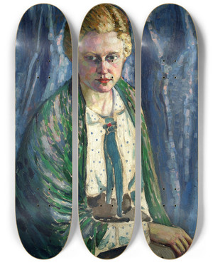 Triptych art skateboard deck of Konrad Mgi Alma Koskeli Portree by Konrad Magi (1878-1925)