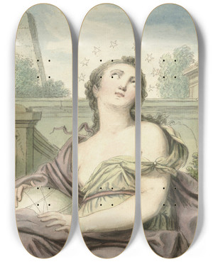 Triptych art skateboard deck of Louis Fabritius Dubourg De Sterrenkunde by Louis Fabritius Dubourg (1693-1775)