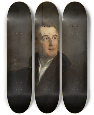 Triptych art skateboard deck of Jan Willem Pieneman Portrait Study Of Arthur Wellesley Duke Of Wellington by Jan Willem Pieneman (1779-1853)